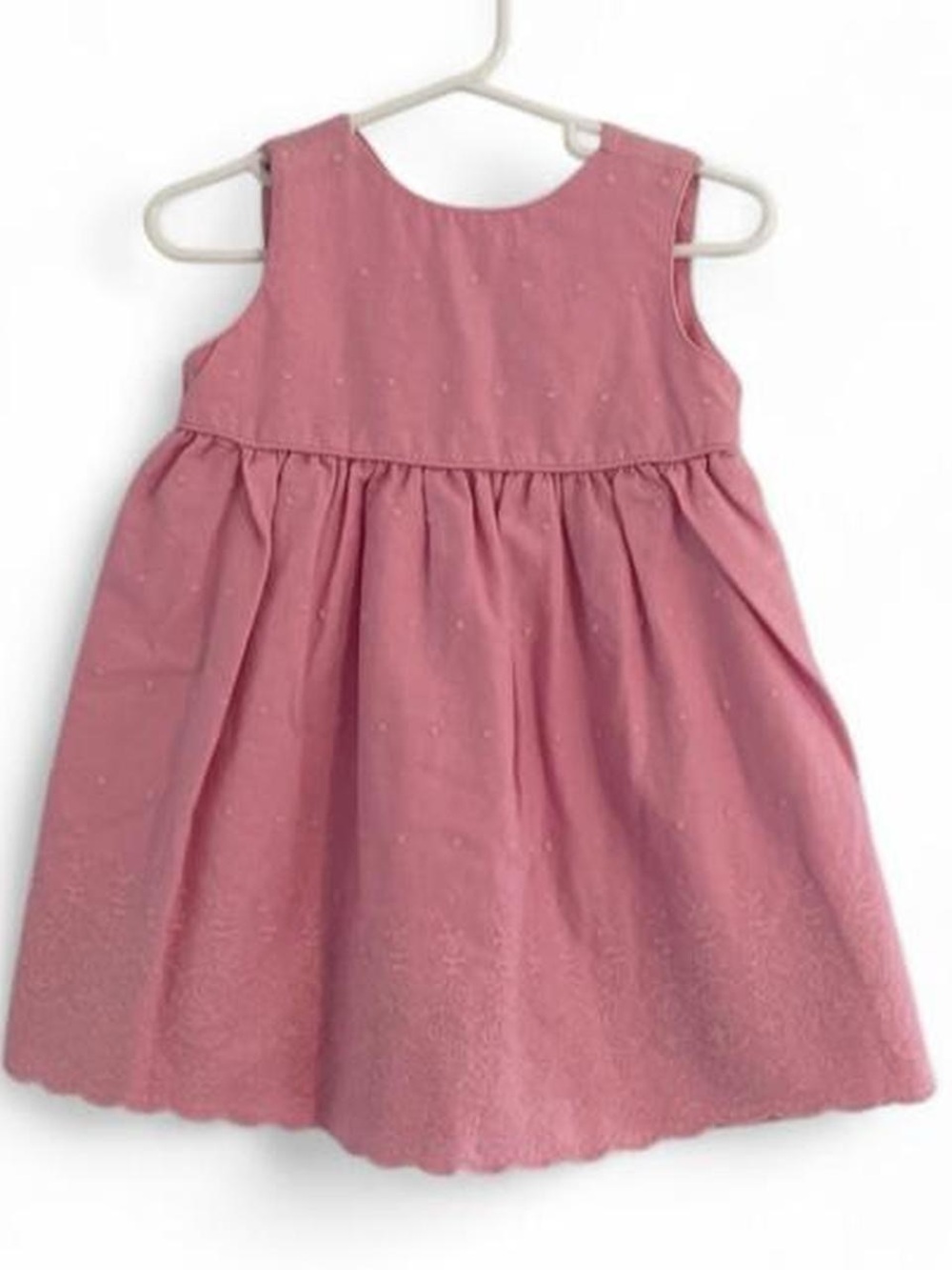 Parisian Bebe Baby 24 Months Pink Linen Cotton Wrap Dress Summer Eyelet Lace